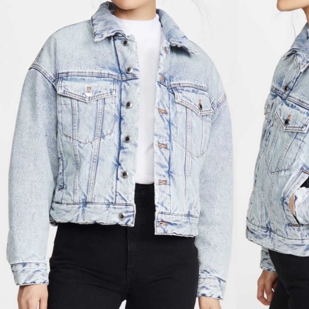 Alexander Wang Padded Denim Trucker Jacket in Pebble Bleach